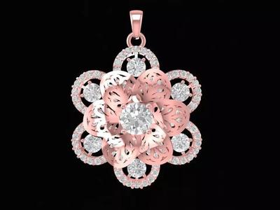 Luxury Floral Round Diamond Pendant Jewelry 3103