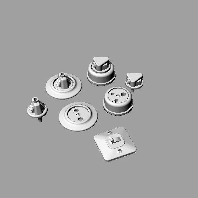 Dolls House Light Switch and Wall Plug Sockets 1930s Mid-Century