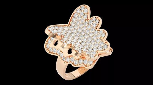Flying Butterfly Diamond Ring 3dm stl renders details