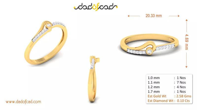 Yellow Gold Leaf Design Diamond Ring for Women
