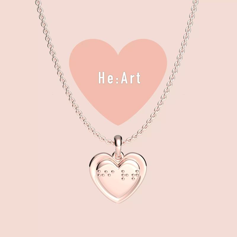Double-Sided Heart Pendant with braille font