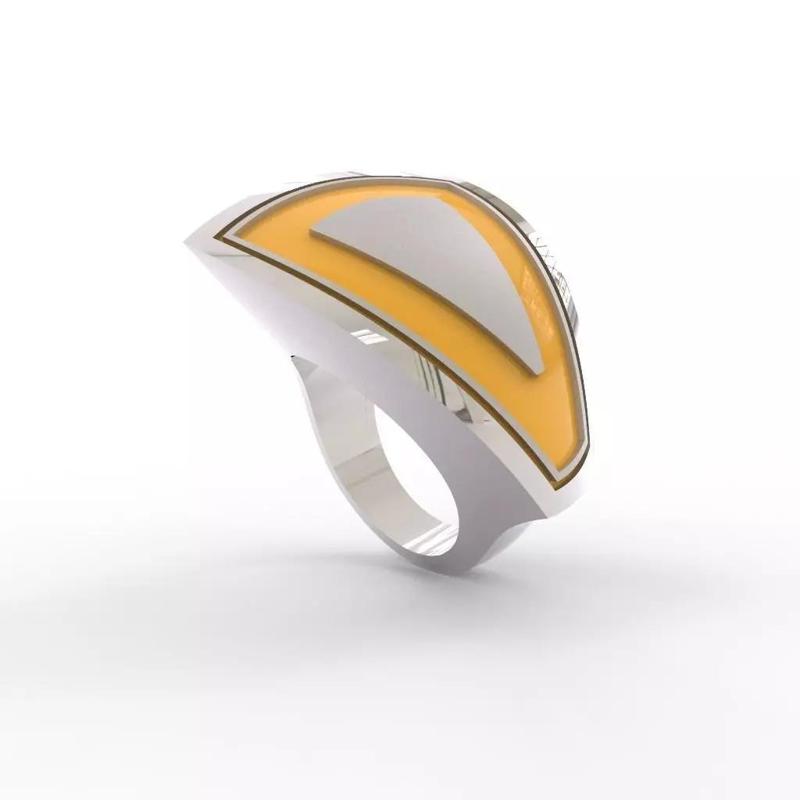 Frosted Yellow Geometry Ring
