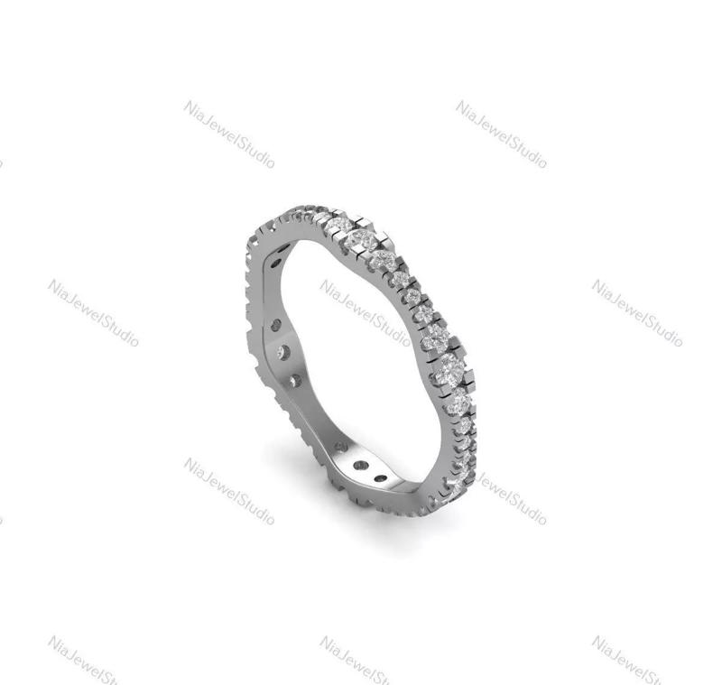 Wavy Eternity Diamond Band Ring-3D Model