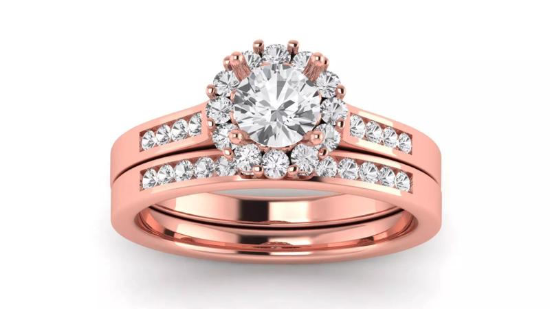 Solitaire Wedding Engagement Women Double Band Ring