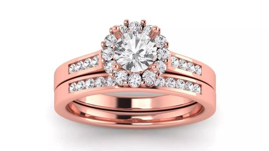 Solitaire Wedding Engagement Women Double Band Ring