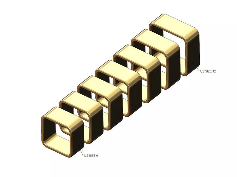 Wide 10mm flat section square ring US sizes 6to12