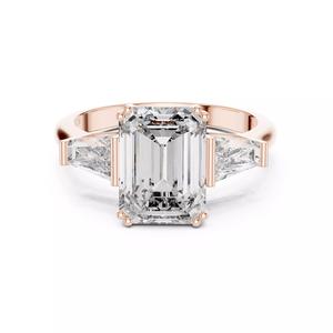 Three Stone Emerald and Taper Baguette Ring 3DM STL Video