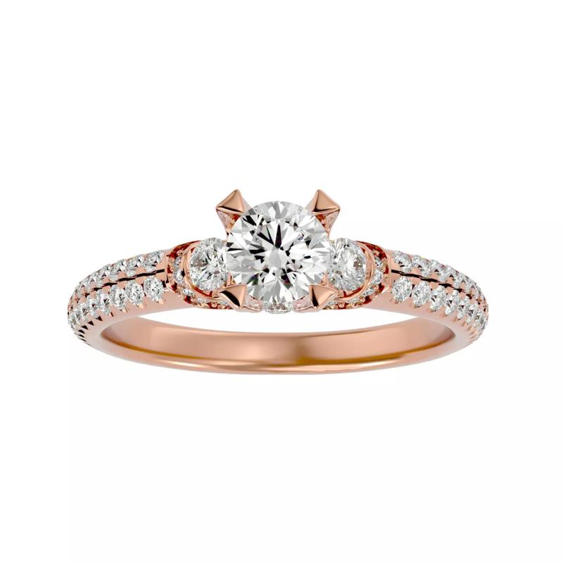 Tri Diamond solitaire wedding engagement ring with 360 view