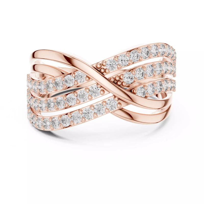 Three Row Round Diamond Crossover Wedding Band 3DM STL Video