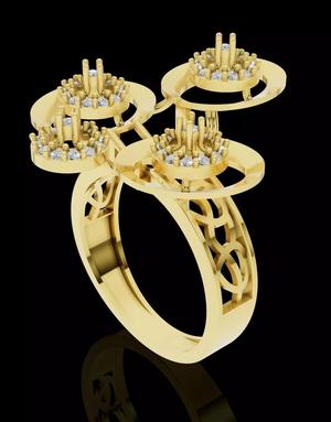 Triple Floral Diamond Ring