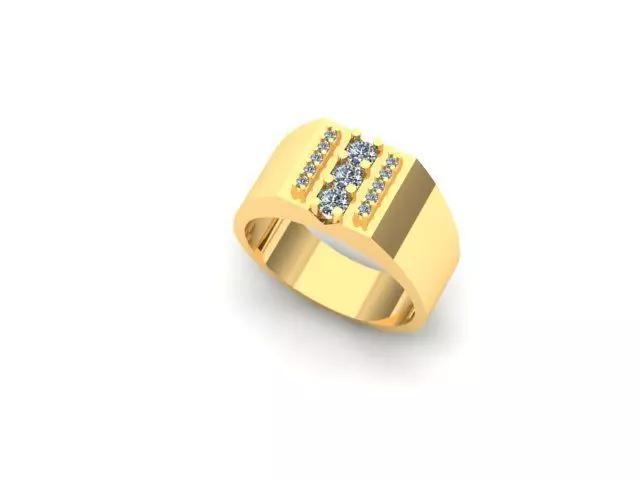 Stylish Men Gold Wedding  Ring with Diamond Rows