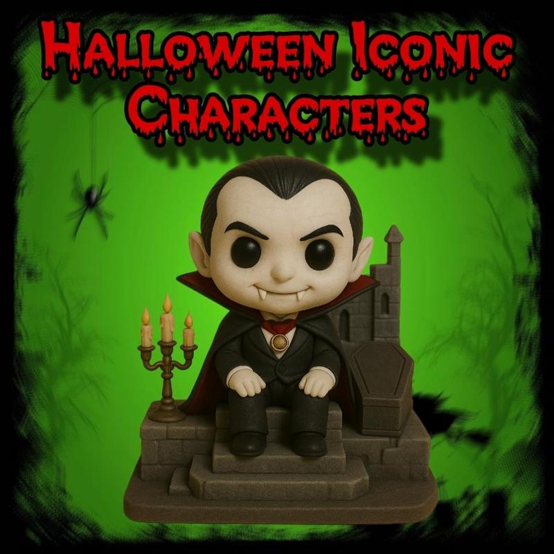 Count Dracula diorama chibi Halloween iconic characters