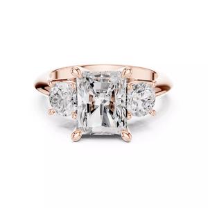 Three Stone Radiant Round Cut Diamond Wedding Ring 3DM STL Video