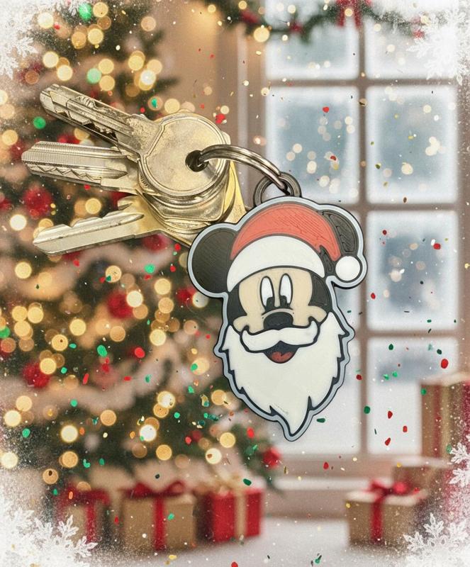 Mickey-style Santa look keychain