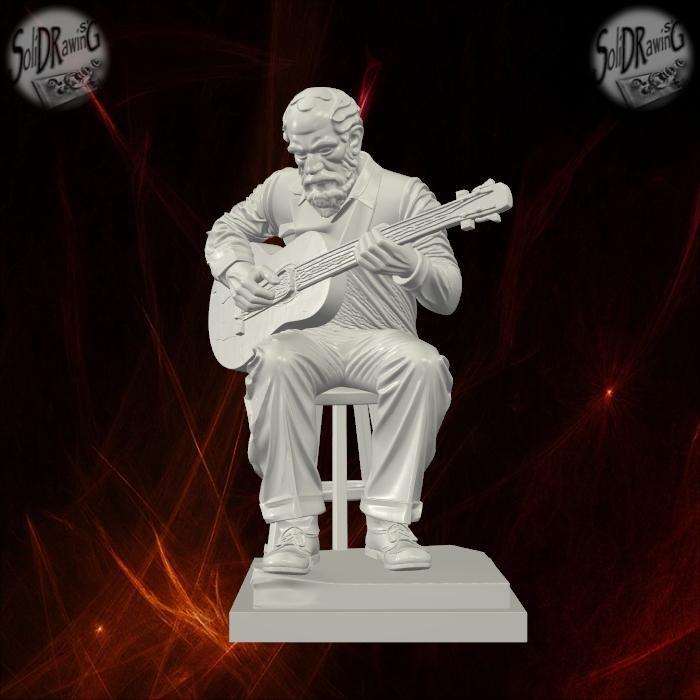 Elderly Guitarist Playing Acoustic – SoliDRawinGs SG875