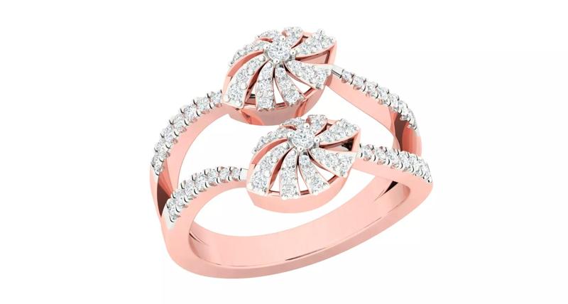 Solitaire Engagement Wedding Ring Cluster Flower Ring