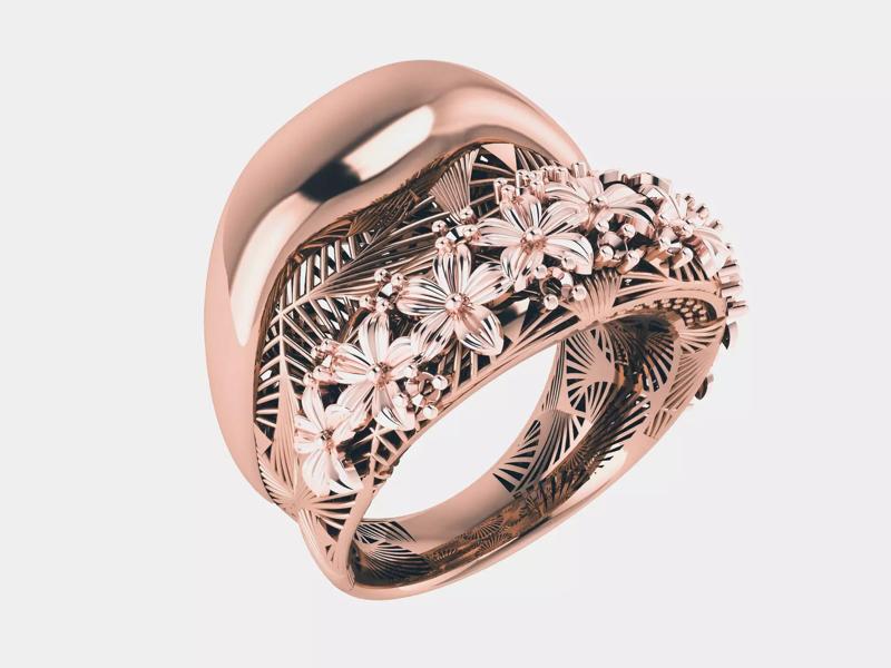 Flower Bookey Wire Mesh Plain gold ring