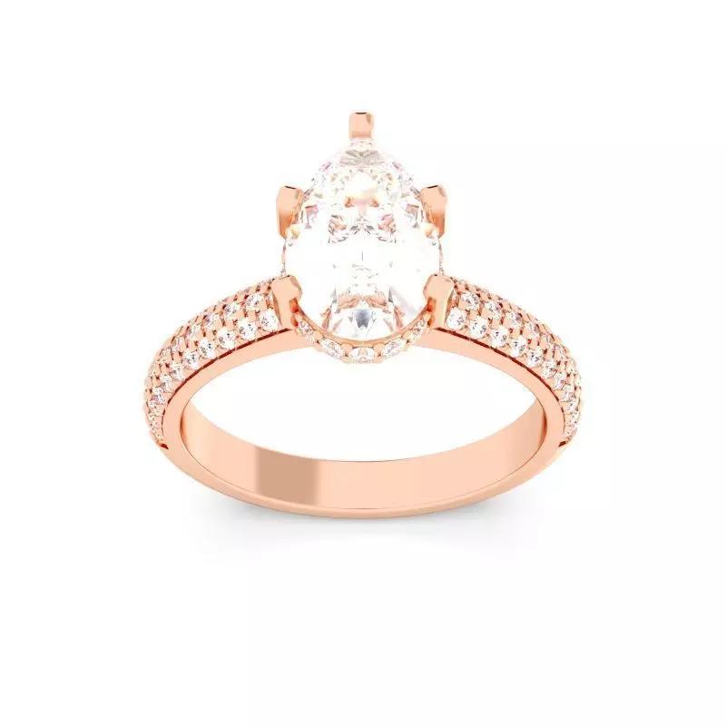 Pear Cut Hidden Halo Engagement Ring