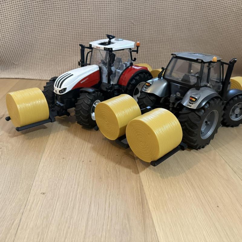 Toy double bale fork, bale fork toy children gift for Bruder tractors, hay bale fork, Bruder accessories, children's toy