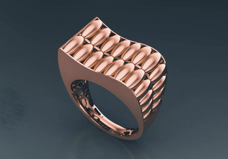 Chain Lock Plain gold ring