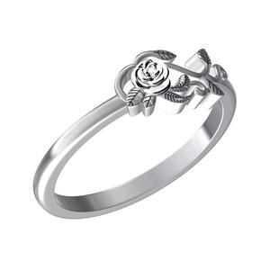 Elegant Rose Flower Leaf Wedding Ring