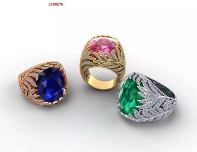 Leaf ring with natural gemstone