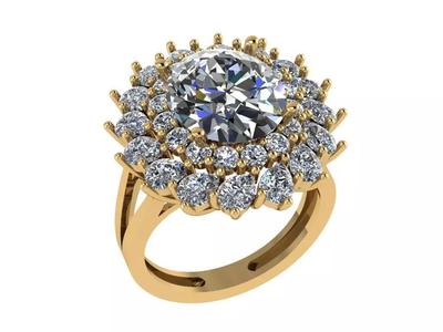 Ring434 gold ring with diamonds in center