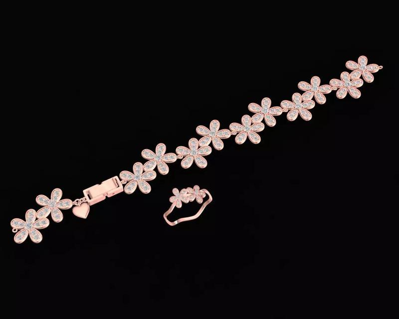 46a Flower Bracelets and Flower Ring