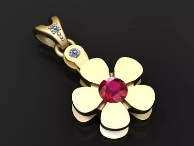 Floral Ruby Pendant