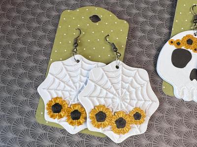 Spider Web with Flower Earring Keychain