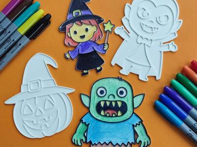 Halloween Coloring Stencils – 4 Spooky Motifs