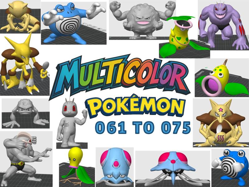 Multicolor Pokémon 061 to 075 (Gen 1) 