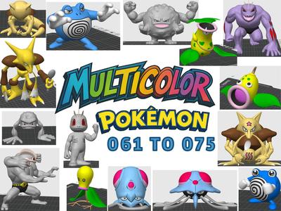 Multicolor Pokémon 061 to 075 (Gen 1) 