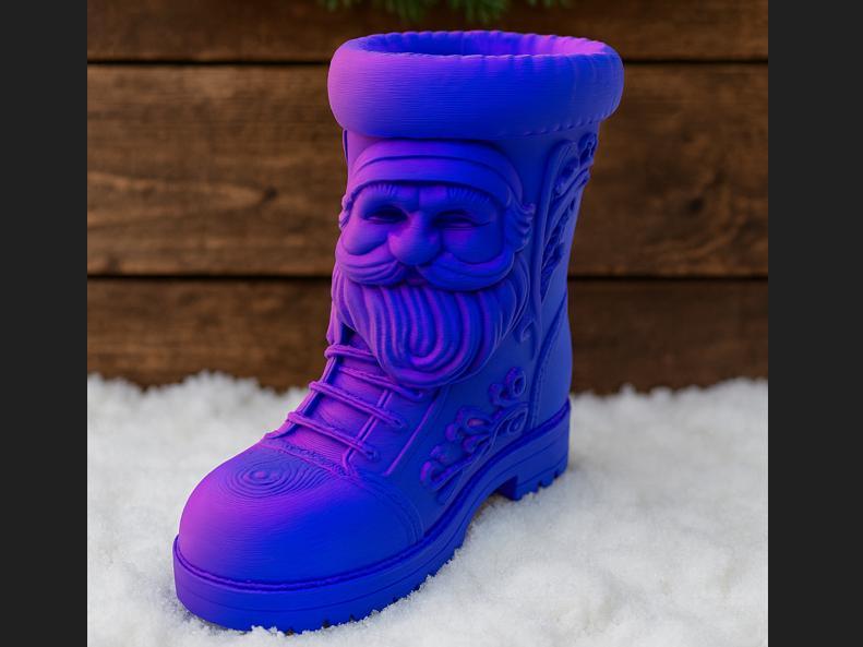 The magical Santa Claus boot in a play of colors 