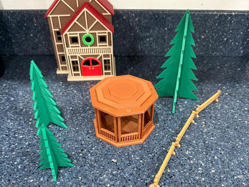 Christmas Village Accessories | Gazebo | Trees