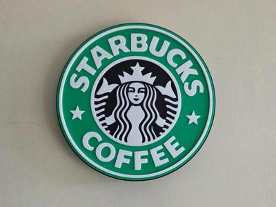 Starbucks sign – embossed effect, exellent finish