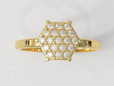 Classic Hexagon Pave Ring