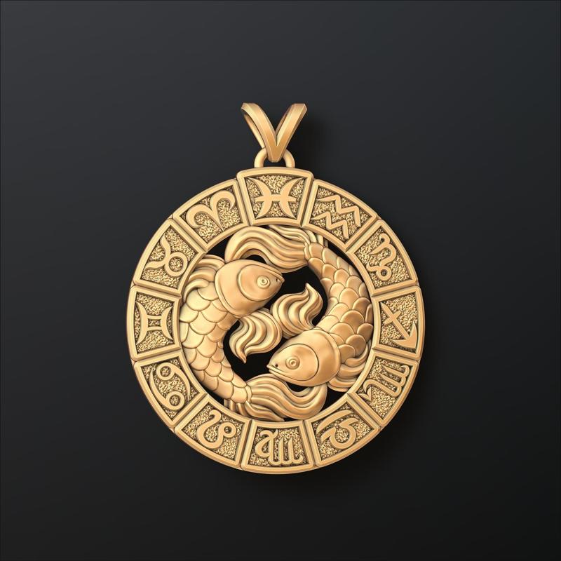 Horoscope Pisces Pendant v2 3D print model