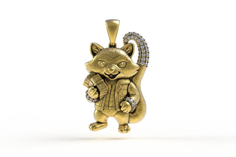 00030 Rich Raccoon Hip Hop Pendant