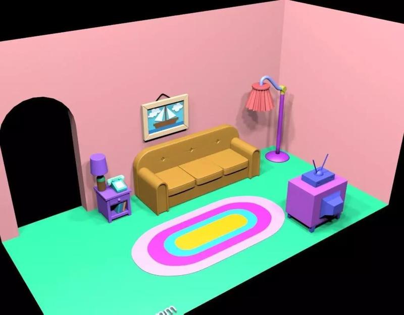 The Simpsons Cartoon Movie Opening Couch Scene Diorama set