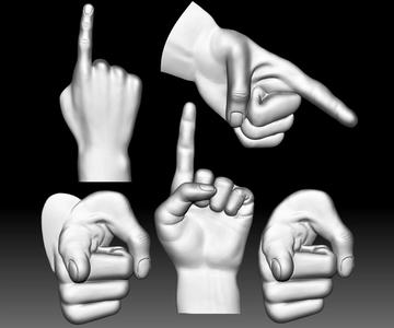 Hand Point Gesture STL Bas Relief Clipart file for CNC router