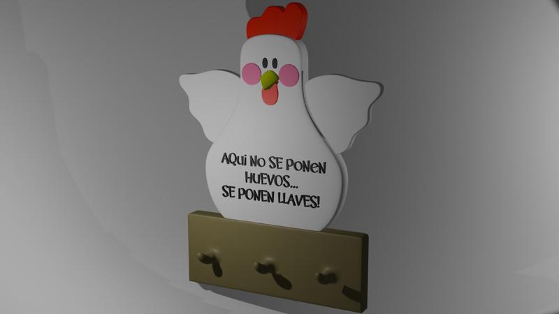 Colgador de llaves en forma de gallina