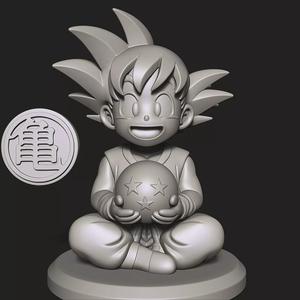 Young Son Goku Holding a Dragon Ball  Classic Anime Style