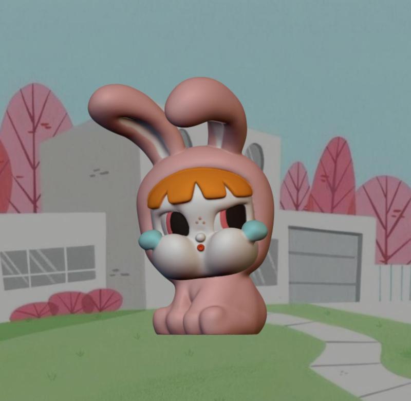 Crybaby Powerpuff Girls Blossom Bunny 3D Model File - Easter-Inspired Collectible