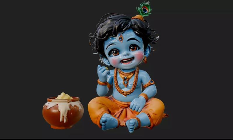 Baby Krishna 3D Printable Figurine  High-Detail  STL Model