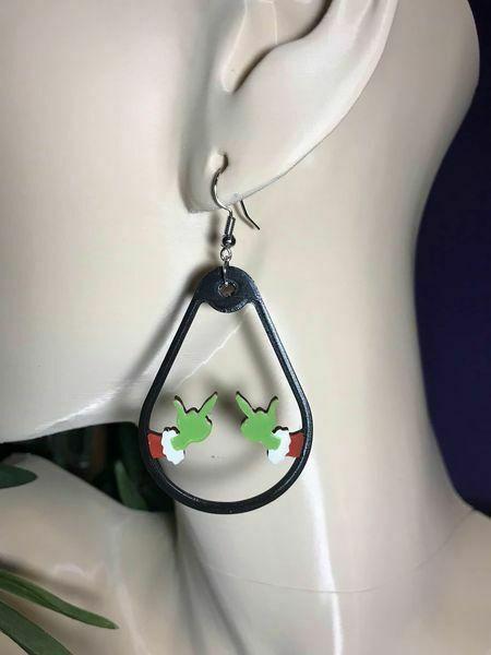 Grinch Christmas Earrings  Middle Finger