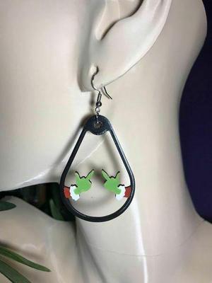 Grinch Christmas Earrings  Middle Finger