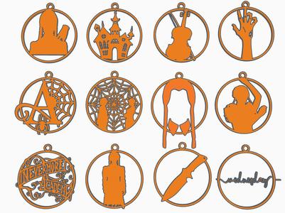 12 Wednesday CHRISTMAS ORNAMENTS (STL and SVG)