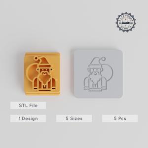 Santa Claus Stamp Tile Set, 5 Motif Sizes for Clay, Cookie & Fondant, Christmas Character Decoration