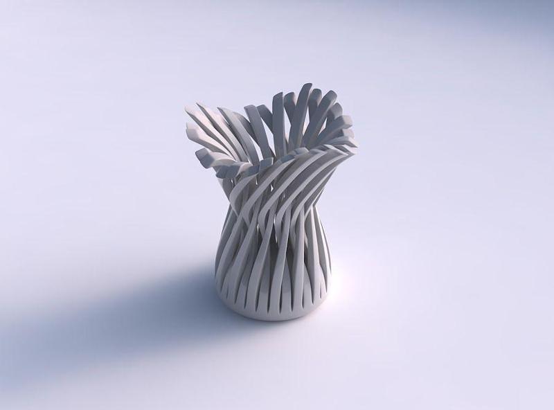 Bowl cylindrical with twisted sharp muscle structures streche...